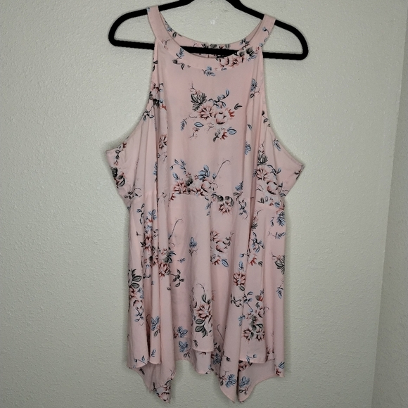 Torrid Pink Floral Babydoll Chablis Goddess Neck Tank Women's Plus Size 3X - Picture 2 of 6